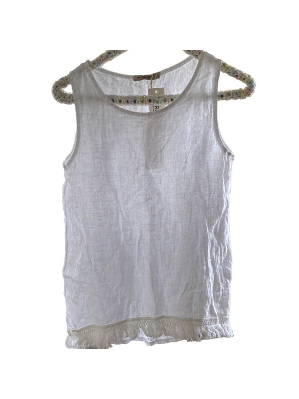 Women's Puro Lino White Linen Tank Top Size S